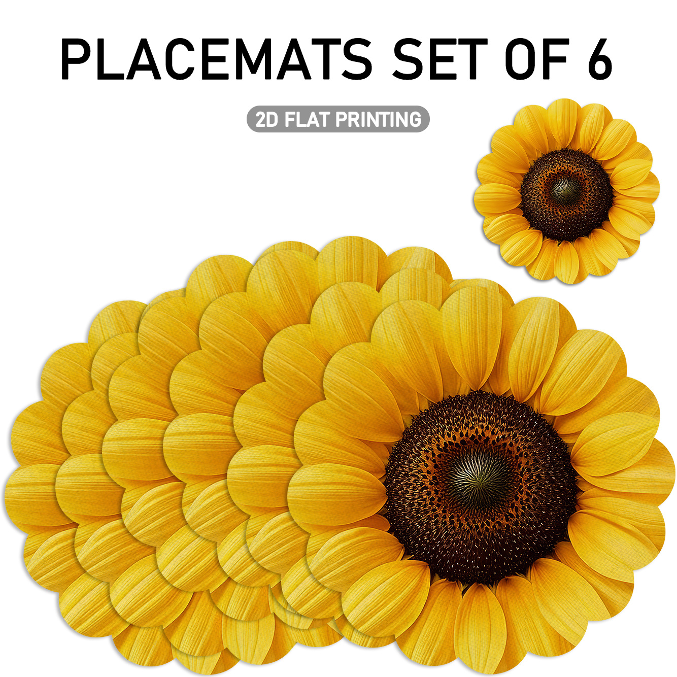 TEMU 4/6pcs, Sunflower Pattern Linen Placemats, Yellow Sunflower Placemats, Suitable For Table Decoration, Kitchen Decoration, Daily Use Decoration,
