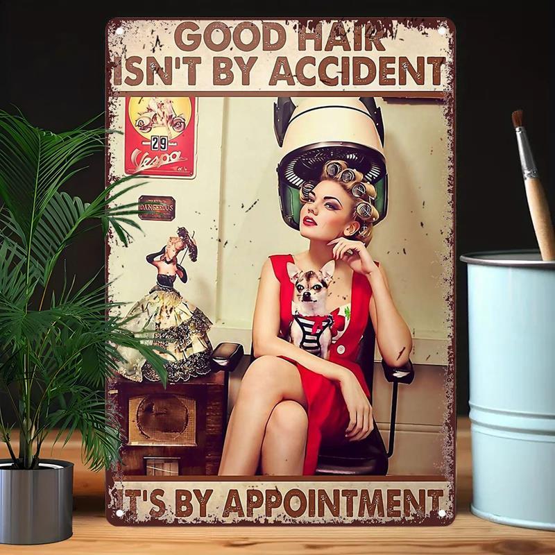 TEMU 【2d Flat】 [2d Flat] 1 Vintage Hair Salon Metal Iron, Nostalgic Iron Wall Art Poster, Themed Decor For Bars, Cafes, Beach Houses, Backyards And