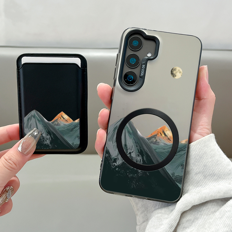 TEMU Phone Case - 2pcs Set New Creative Pattern Magnetic Phone Case And Fashionable Luxury Artificial Leather Magnetic Property Multi-functional For