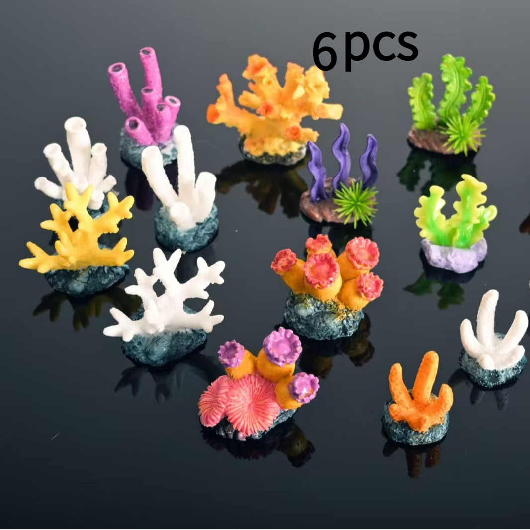 TEMU Random 6pcs Mini Artificial Coral | Realistic Aquarium Decorations | Coastal Fish Ornaments | Pink, Decor, Suitable For Home, Beach, Ocean