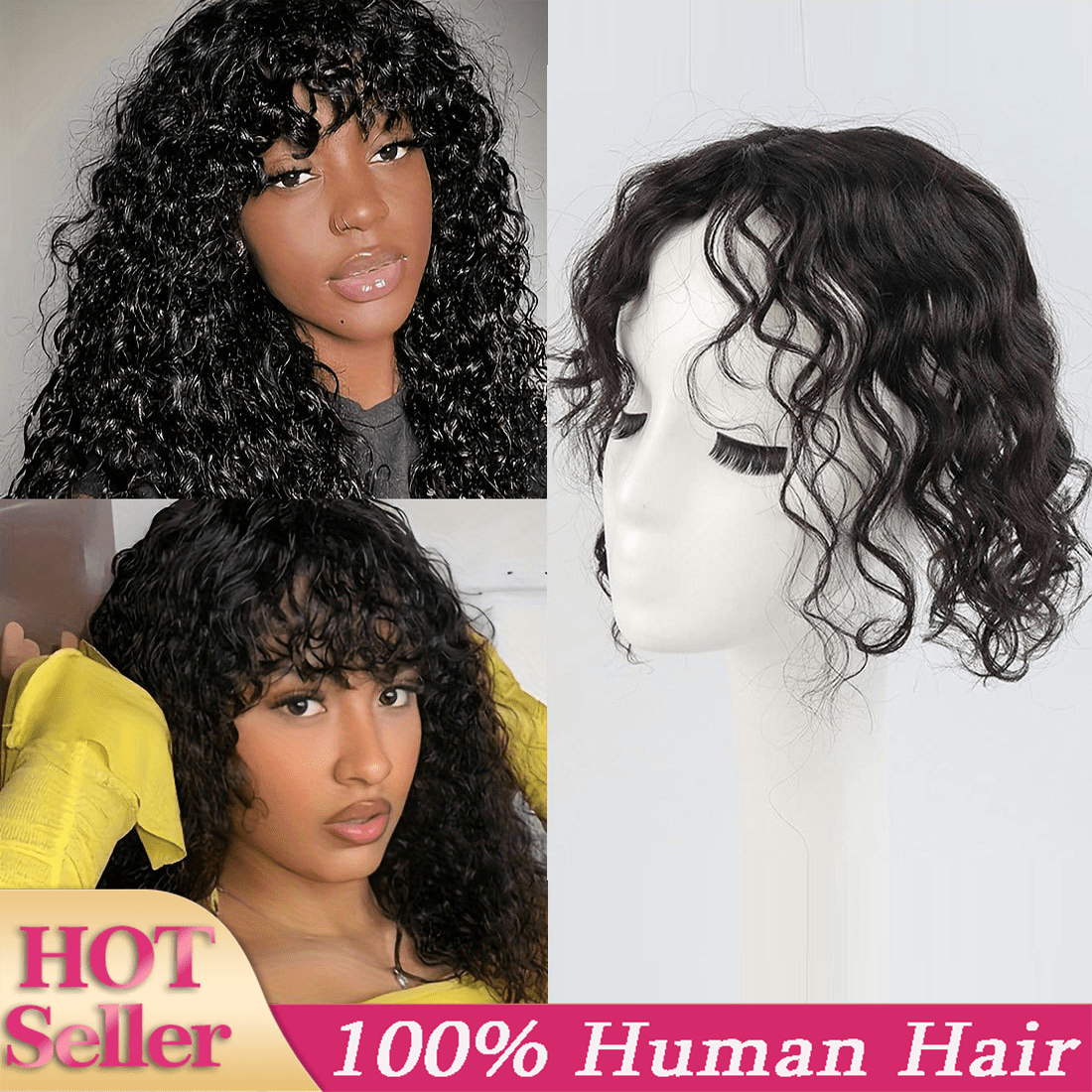 water wave hair toppers extension women real human hair  display picture 3