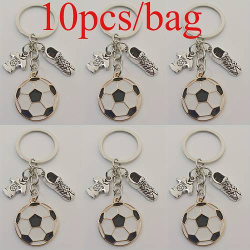 Artikelbild 10er-pack fußball-schlüsselanhänger-set - sportliche fußball-schlüsselanhänger aus legierung mit schuh, trikot- und ball-charms, geschenk für und fans