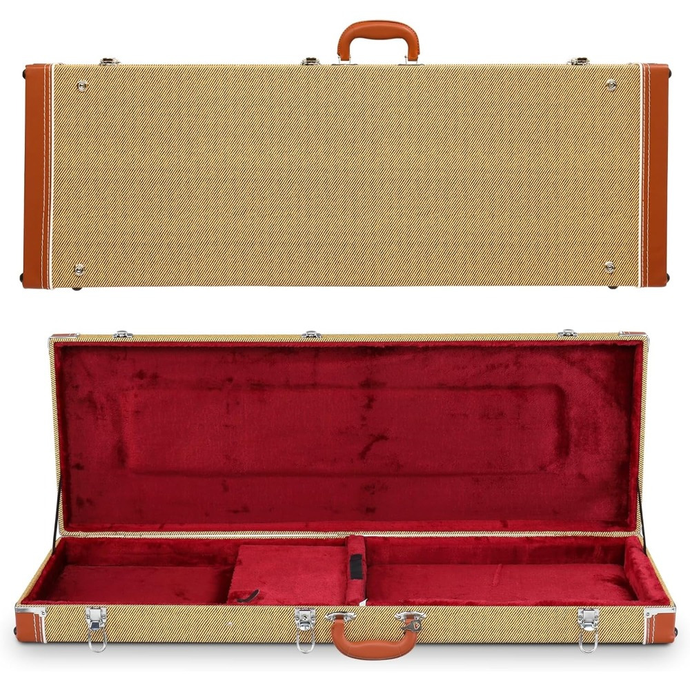 TEMU Electric Guitar Hard Case, Rectangle Wooden Standard 39-inch Electric Guitars Protective Carrying Case For Kst/ Ktl/ 170 Model With Lock Latch