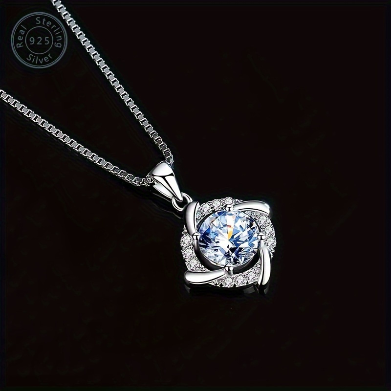 925 silvery 0 8ct moissanite windmill necklace fashion pendant sparkling clavicle womens silvery necklace anniversary gift for women christmas gift box valentines day mothers day graduation birthday   gift Product details 3