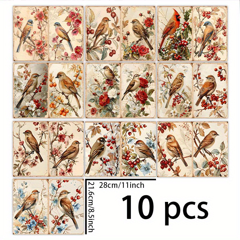 TEMU 1 Set Van 10 Bladen (11*8,5 Inch) Oudere Stijl Happy Achtergrondmateriaal Decoratie DIY Retro Dagboek Junk Dagboek Greeting Card Planner