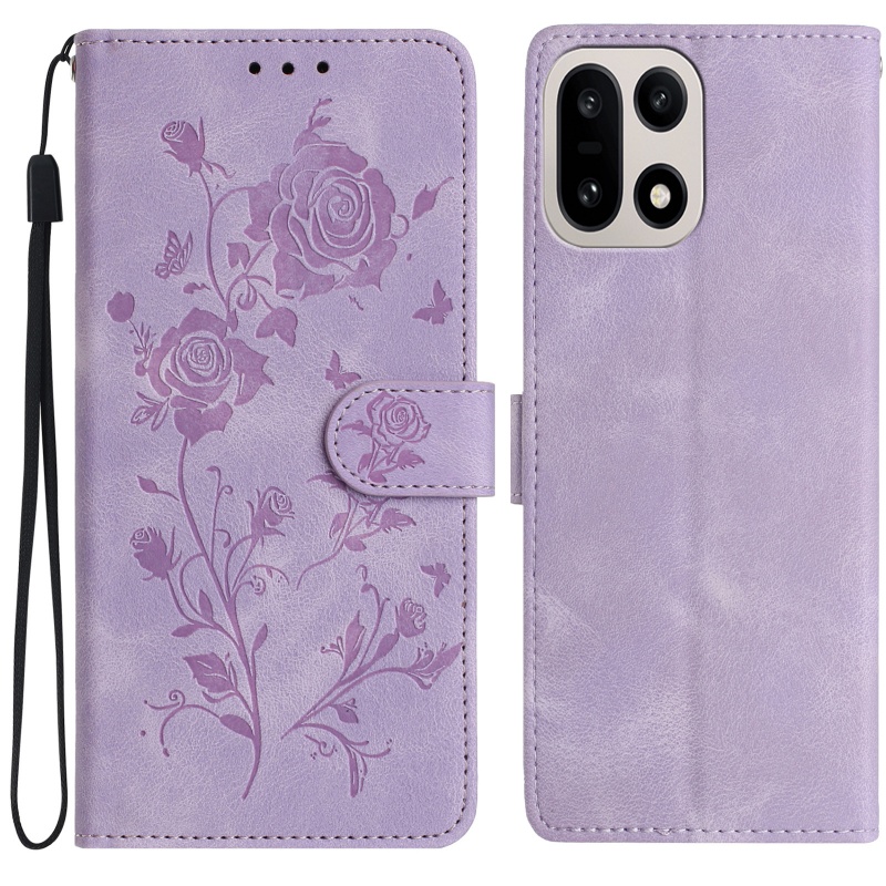 telefoonhoesje: japans en koreaanse   met reliëf van rozenbloemen, geschikt voor oneplus 15, met klepje met zijknop en kaartsleuf, oneplus 13 opvouwbare draagbare standaard beschermhoes