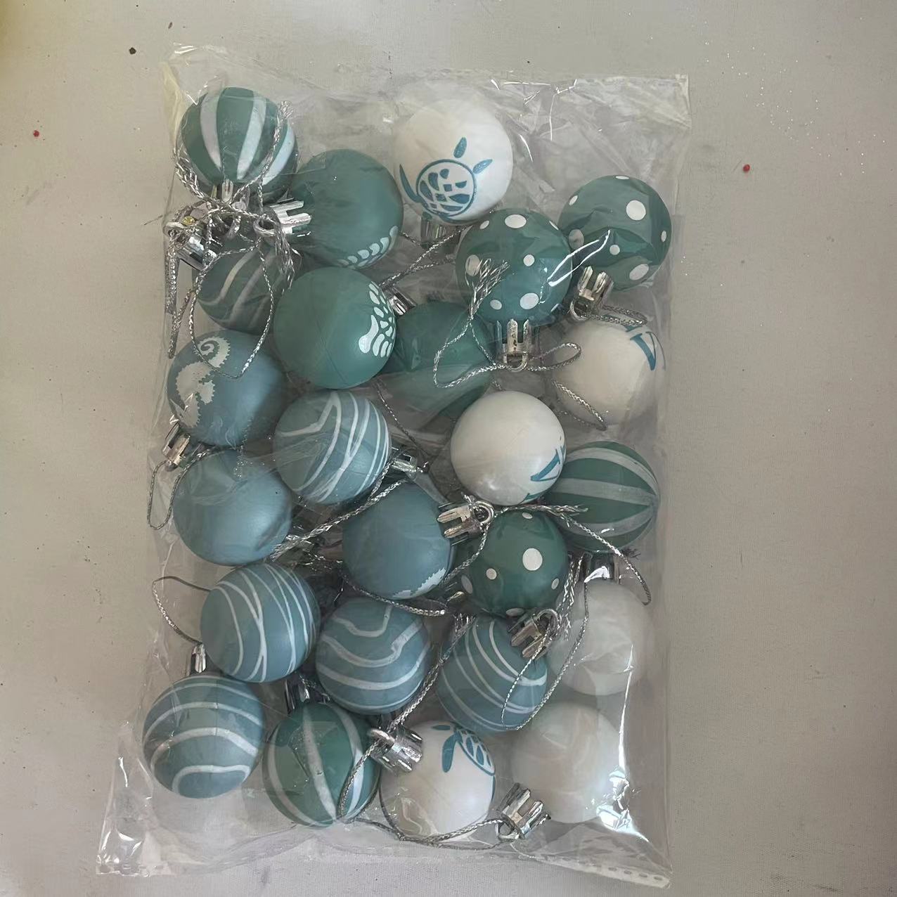 TEMU 24pcs Set, 3cm/1.18 Inch Mini Summer Plastic Ball Decorative Hanging Ornaments, Ocean Decor, Small Hanging Balls, Seashell Seahorse Sea Turtle