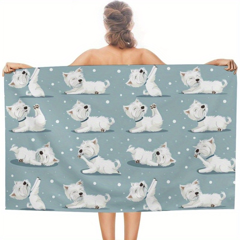 TEMU [1pc Dog Towel] Dog Towel - 1pc 28x55 Inch Polyester Bath Towel, Woven Towel, Machine , & Absorbent Linen Set