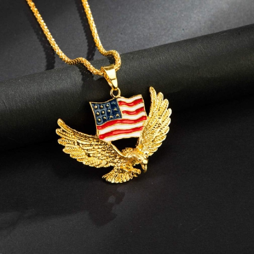 TEMU Men's Necklace, American Flag Necklace, Retro Pendant, Suitable For Any Occasion, Day In The United States, For Gift
