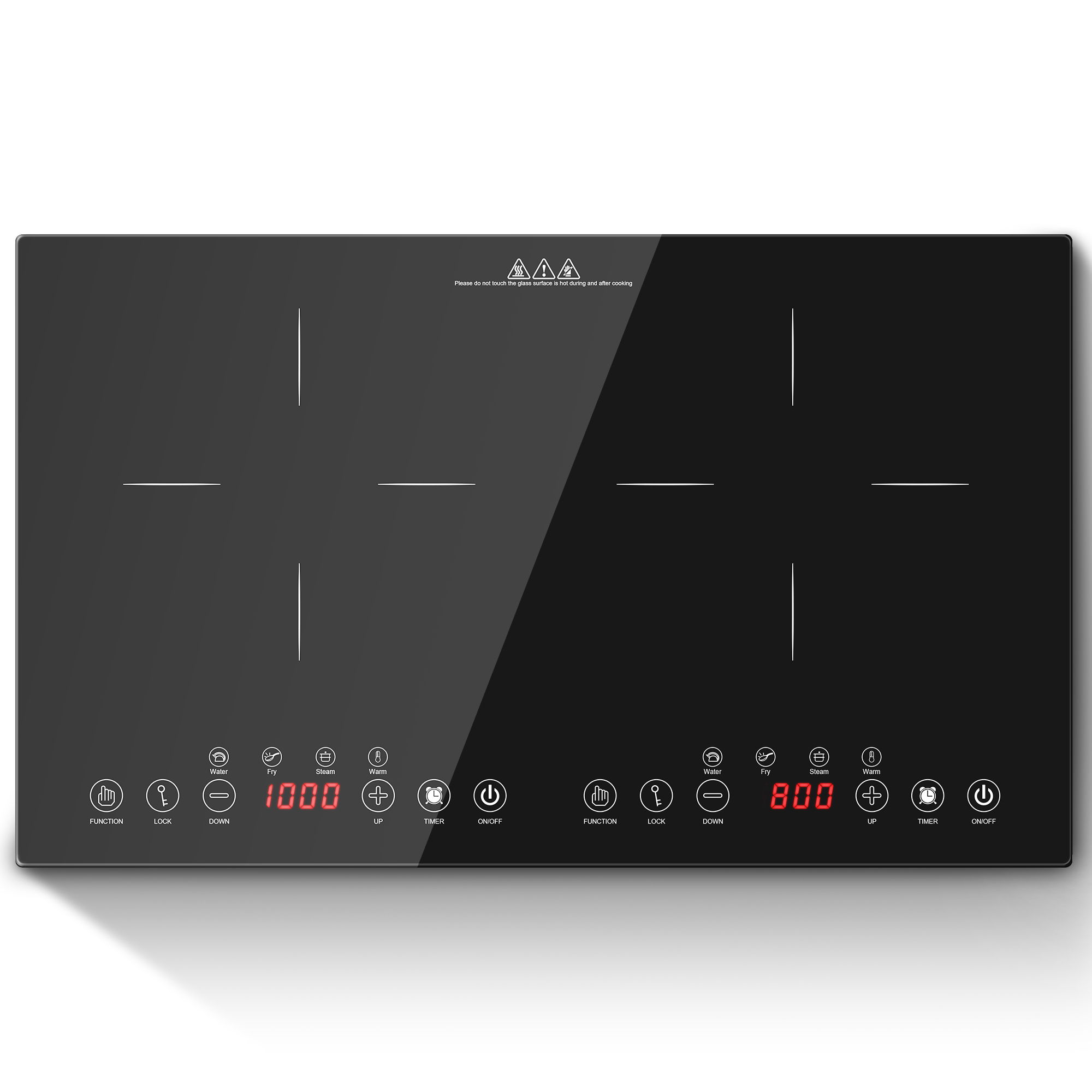 Portable Induction Cooktop 2 Burners, 1800w Double Induction Cooker With 8 Power Settings, 4 , Ultra Thin Design, Control, Child Safety Lock & Timer, Kitchen Electric Cooktop