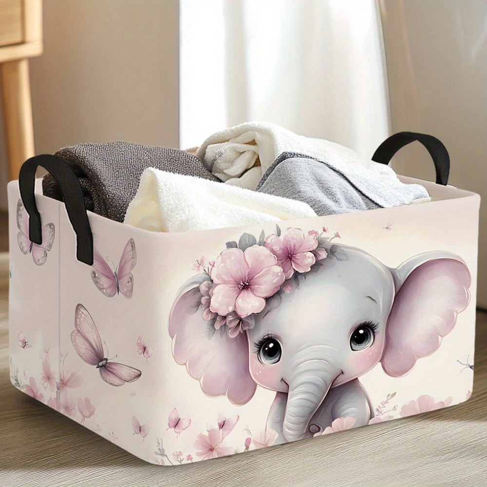 TEMU 1 Extra Large Foldable Storage Basket With Watercolor , Oversized Fabric Storage Basket, Open Storage Bin, Foldable Open Storage Bin, Suitable