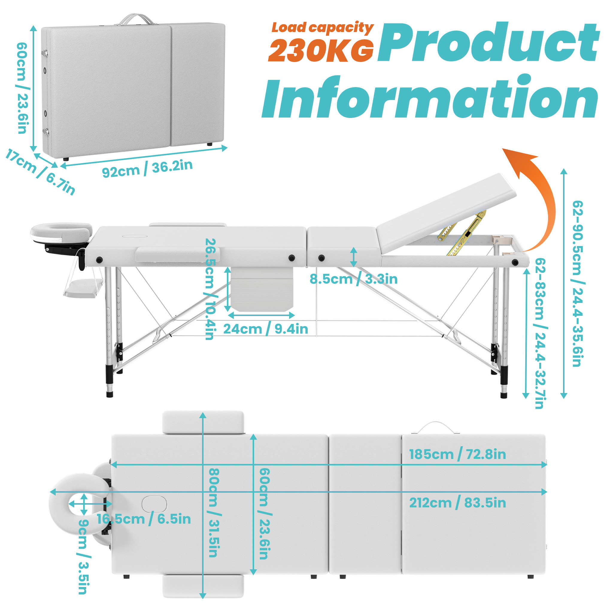 Image of Massage Bed Folding And Height-adjustable Massage Table Cosmetic Table Wide Relax Table