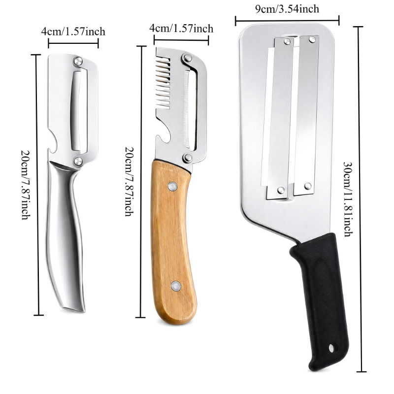 3pcs 420 Stainless Steel Peeler Set, Slicer & Peeler For Fruits Vegetables