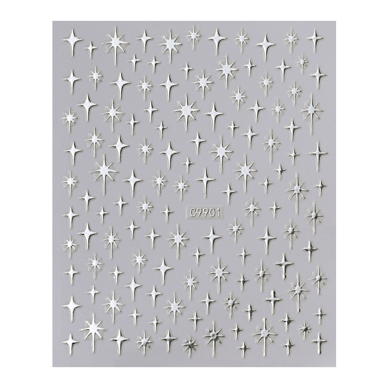 TEMU Adesivi per unghie 3D a forma di stella a otto punte Starburst Laser Minimalista Classica in colori