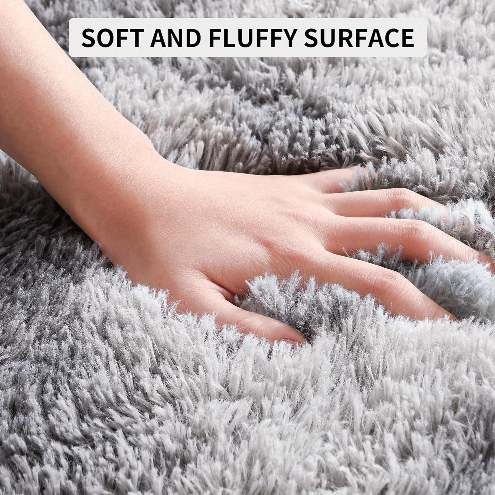 Image of Soft Modern Indoor Large Luxury Mat For Livingroom Bedroom Dorm Room Home Decorative, Non-slip Plush Fluffy Furry Fur Area Rugs Comfy Accent Floor Mat, Light Gray