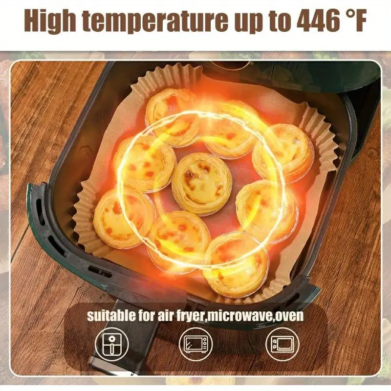 130pcs heavy duty air fryer liners nonstick fits 5 10 fryers with rounded edges disposable parchment paper sheets for oven microwave deep fryer home parties bbq restaurants easy mess free cooking bbq accessories nonstick surface material party hosts Product details 5