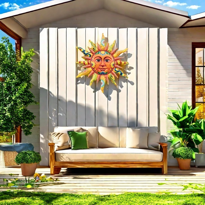 TEMU 2pcs Optional Sunshine Metal Wall Decorations - Decor - Happy New Year Home And Garden Decoration