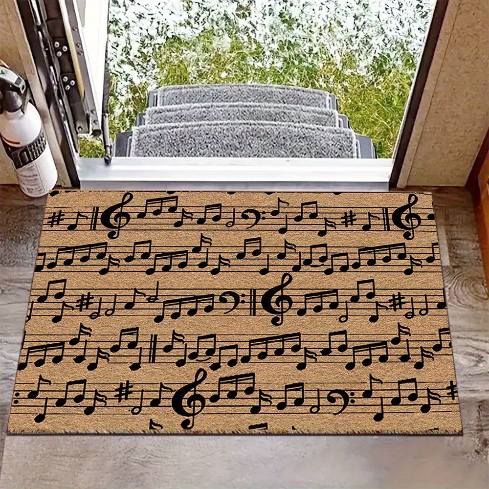TEMU 1pc Alfombra de Entrada con Diseño de Clásicas - Estilo Estampado de , Decorativa para Hogar, RV, Patio, Porche, Decoración Temática Musical,