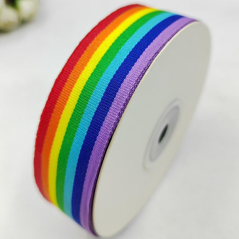 Rainbow Striped Polyester Ribbon, Multicolor Gradient For Diy Crafts, Sewing, Bows, Christmas, Halloween, New Year Decorations, No Electricity Or Battery Needed, Featherless