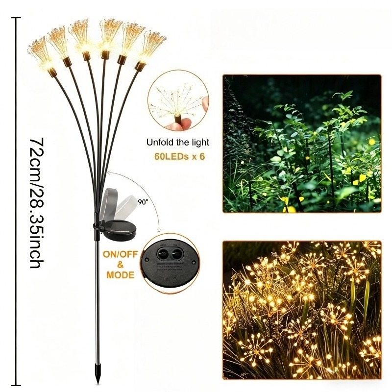 Solar Firework Light with 8 Adjustable Warm Light Modes