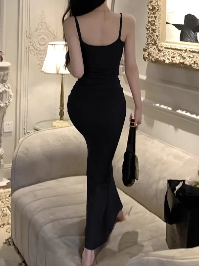 fitted strappy cami dress hip hugging long skirt dress - Temu Georgia fitted strappy cami dress hip hugging long skirt dress - Temu Georgia