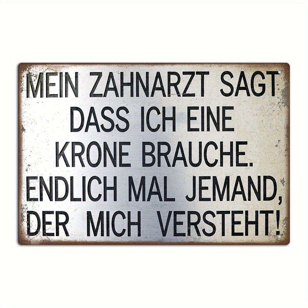 Image of Putuo Decor 1pc German Funny Sarcastic Quotes Vintage Metal Tin Sign, " I Need A Crown. ," Wall Art Decor For Home, Farmhouse, Office, Studio, Cafe, Coffee Shop, Bar, Pub, Club, For Man Cave, Gift