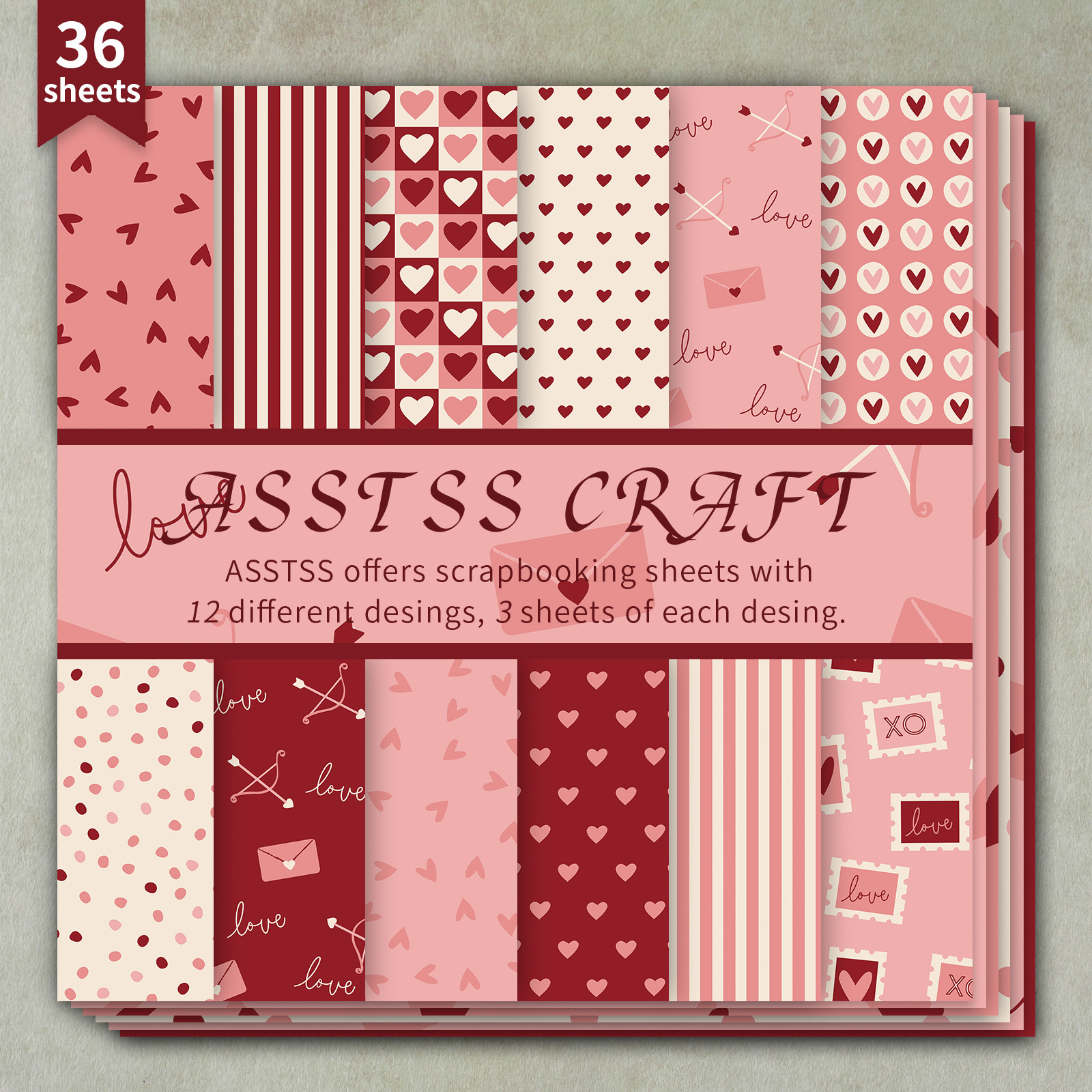 TEMU ASSTSS Bloc de Papier Scrapbooking 36 Feuilles 6x6 - Carton Épais avec Papiers de Fond Floraux Rétro Rose Adaptés au Journaling, à de Collage,
