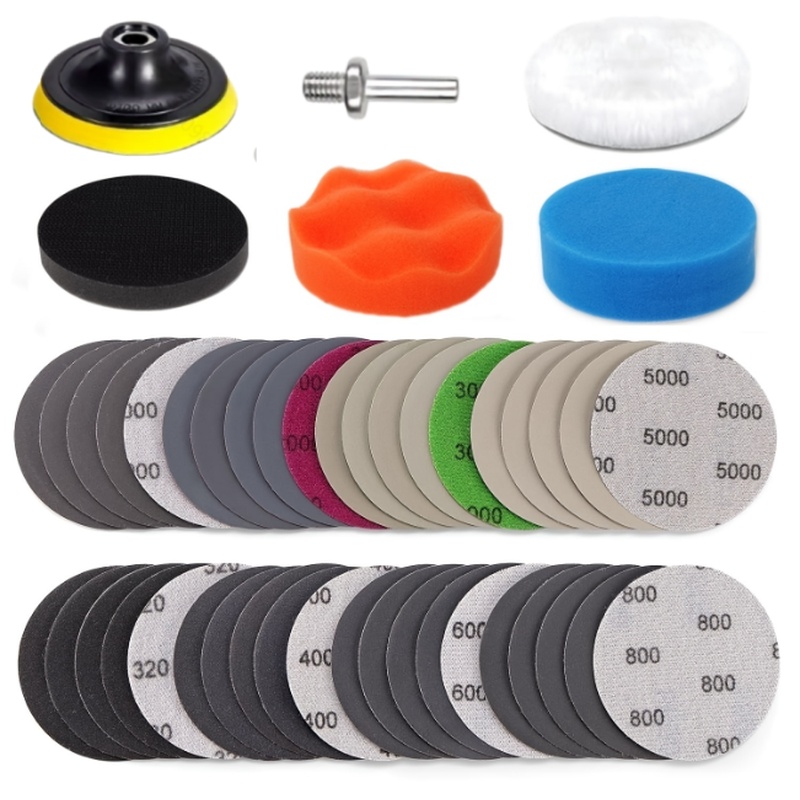 TEMU Kit de réparation de phares de voiture 46 pièces, jeu de tampons de polissage et de ponçage de 7,62 cm, de 7,62 cm grain 320-5000, convient aux