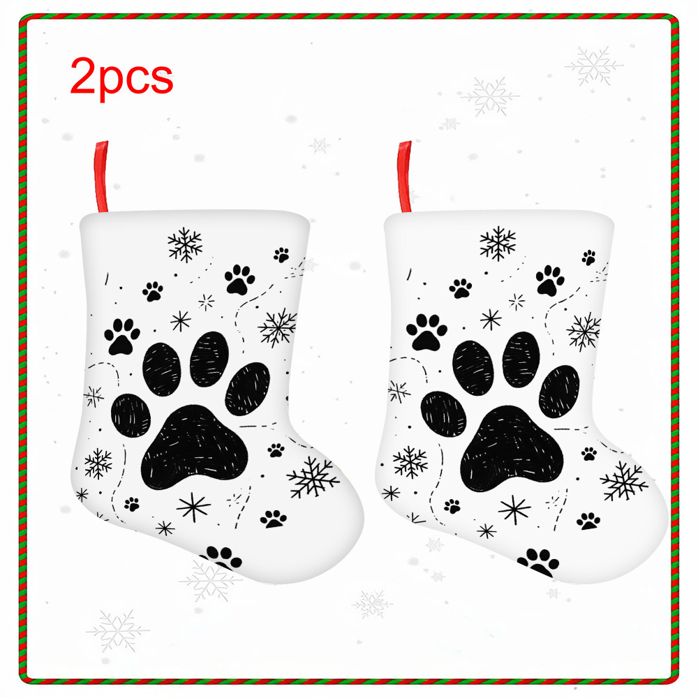 TEMU Claw Print Snowflake 2pcs Set Of Christmas Stockings, Holiday Decor For Tree, Fine , Perfect For