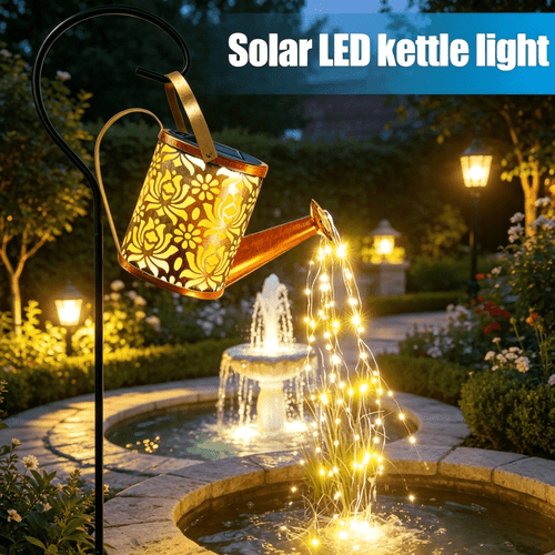 1set solar outdoor kettle lights 1 kettle 1 shepherd hook outdoor light sensor automatic switch outdoor solar metal kettle lights watering can lights fairy lights watering lights kettle lights spray can lights waterfall lights