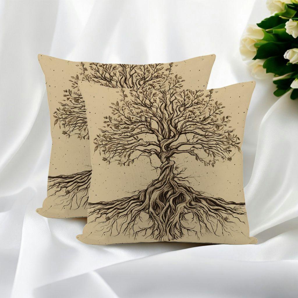 2 pack tree of   fabric pillow covers   polyester   cases for home car bed sofa decor details 0