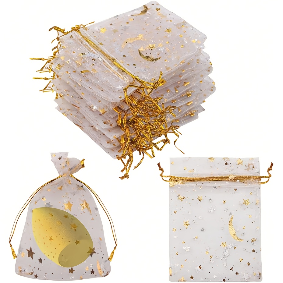 20pcs Golden Silvery Star Moon Design Drawstring Bags