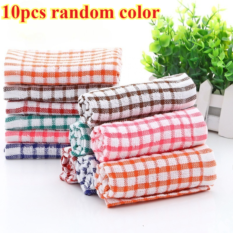 TEMU 10pcs Multicolor Checkered Dish Towels/scrubbers - Absorbent, Reusable Kitchen Cloths For Bedroom, Bathroom, And Outdoor Use, Various Colors,