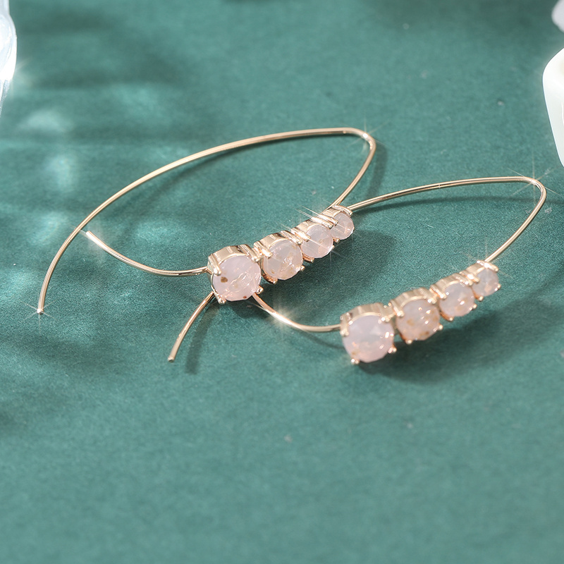Gentle Long Earrings with Pink Translucent Zircon, Elegant Design