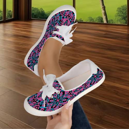 item picture womens spring autumn new casual sneakers geometric print low top lace up comfortable lightweight retro ethnic style outdoor hiking office for working women women shoes