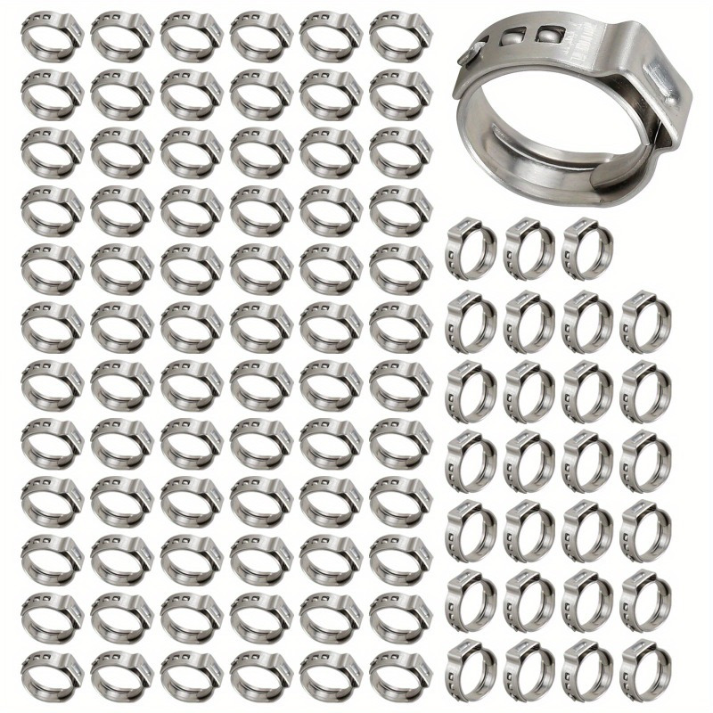 

A Set Of Hose Clamps Made From 304 Stainless Steel, For 1/2 Inch Pex Strap Fittings, Featuring Round Clamps That Provide A -degree Seal For Connecting Pex Pipes.