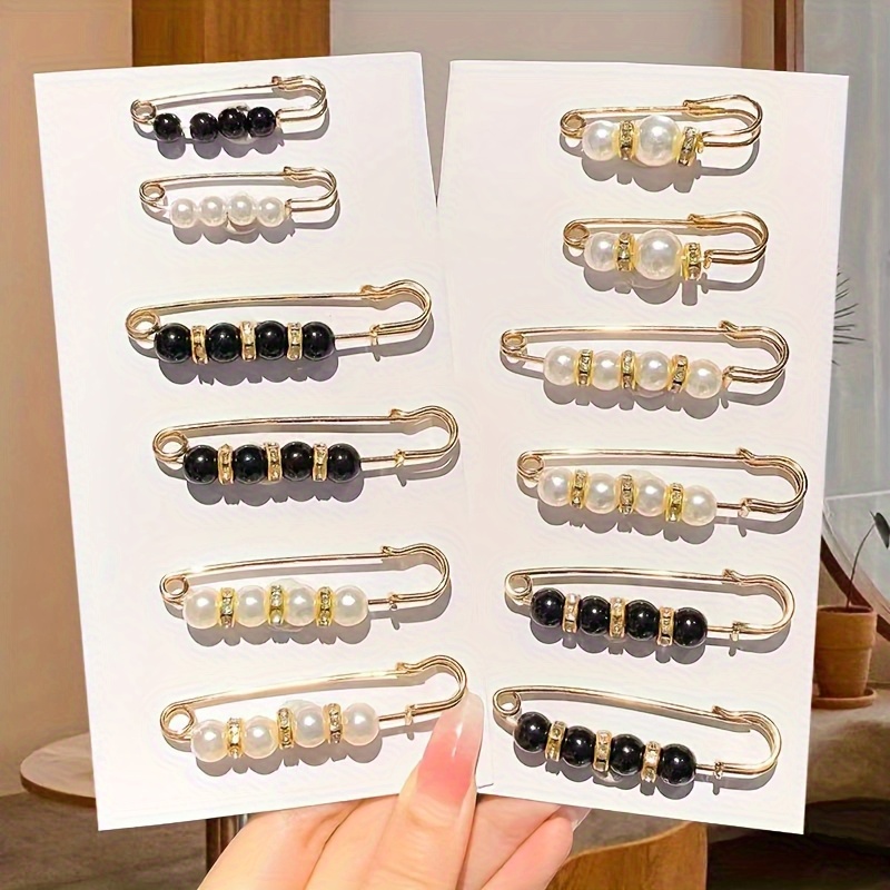 10/12pcs Women's Brooch Clothes Clip Brooch Shawl Pin Multifunctional Scarf Waist
