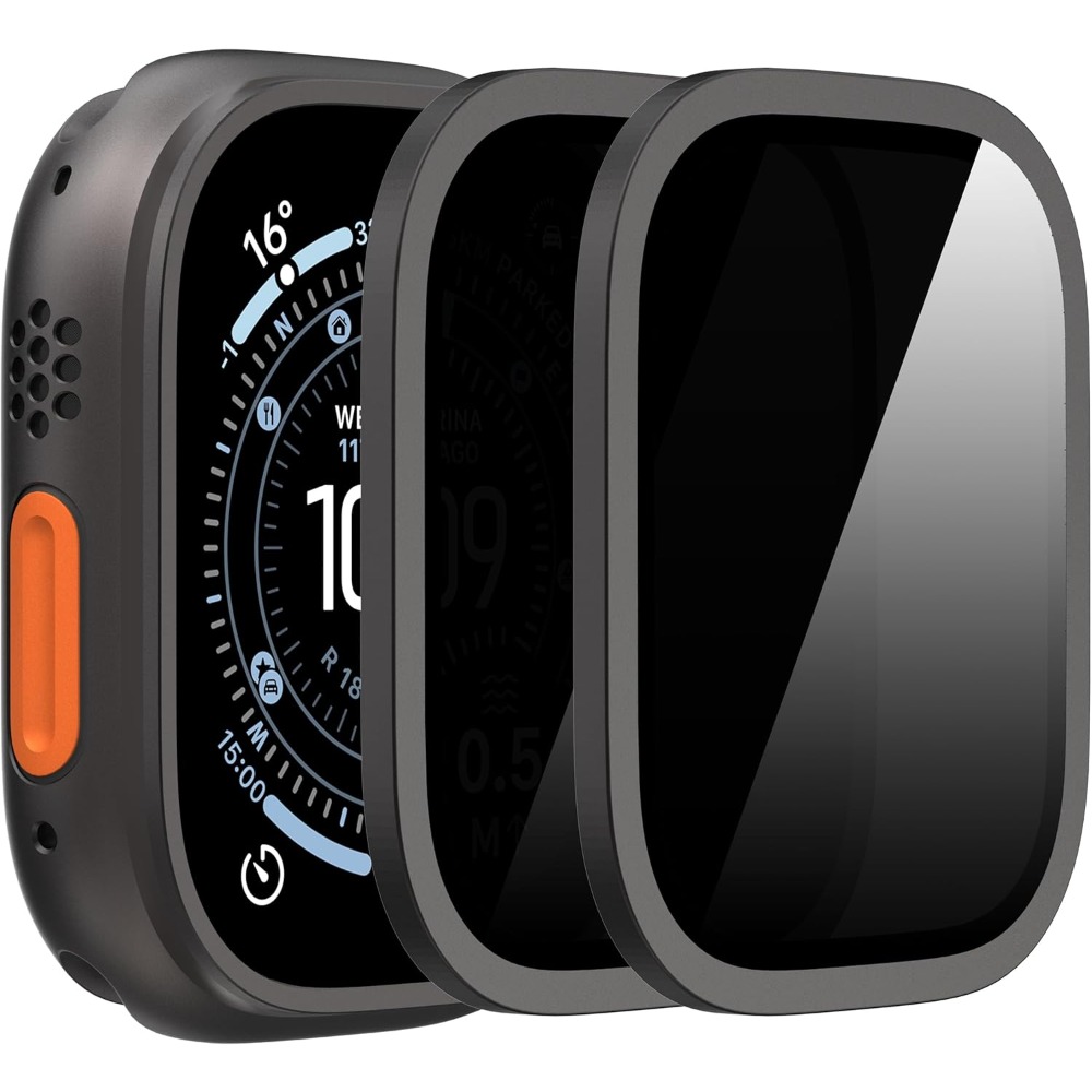 E-shop 2 Stück Vollständige Abdeckung Sichtschutz Panzerglas Displayschutzfolie, Geeignet für Apple Watch Ultra Ultra3 49mm, 9H Panzerglas +