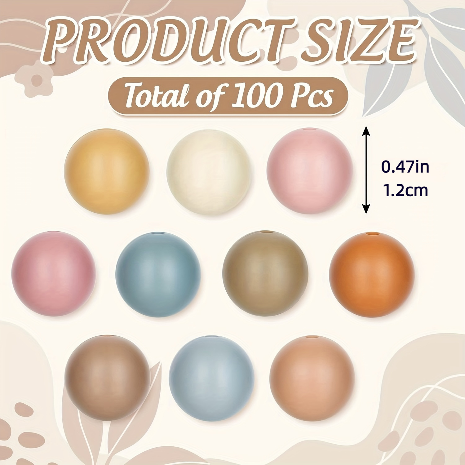 Image of 100pcs 12mm Bohemian Style Round Silicone Beads, Suitable For Jewelry Making Diy Necklace Bracelet Decoration Accessories