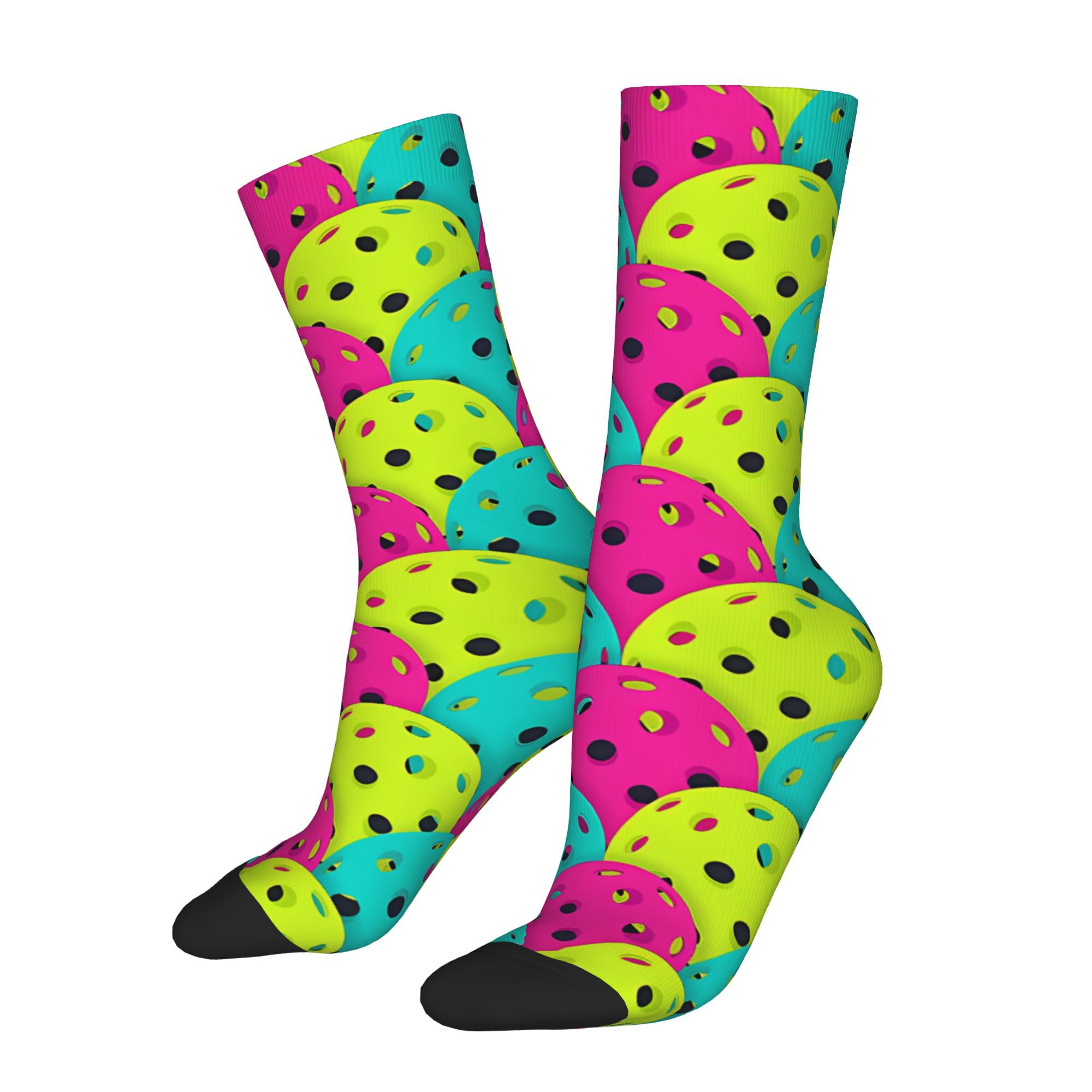 TEMU 1 Paire de Chaussettes Déjantées Décontractées Fantaisie Style de Rue Harajuku Vintage Pickleballs Joyeux et Amusants