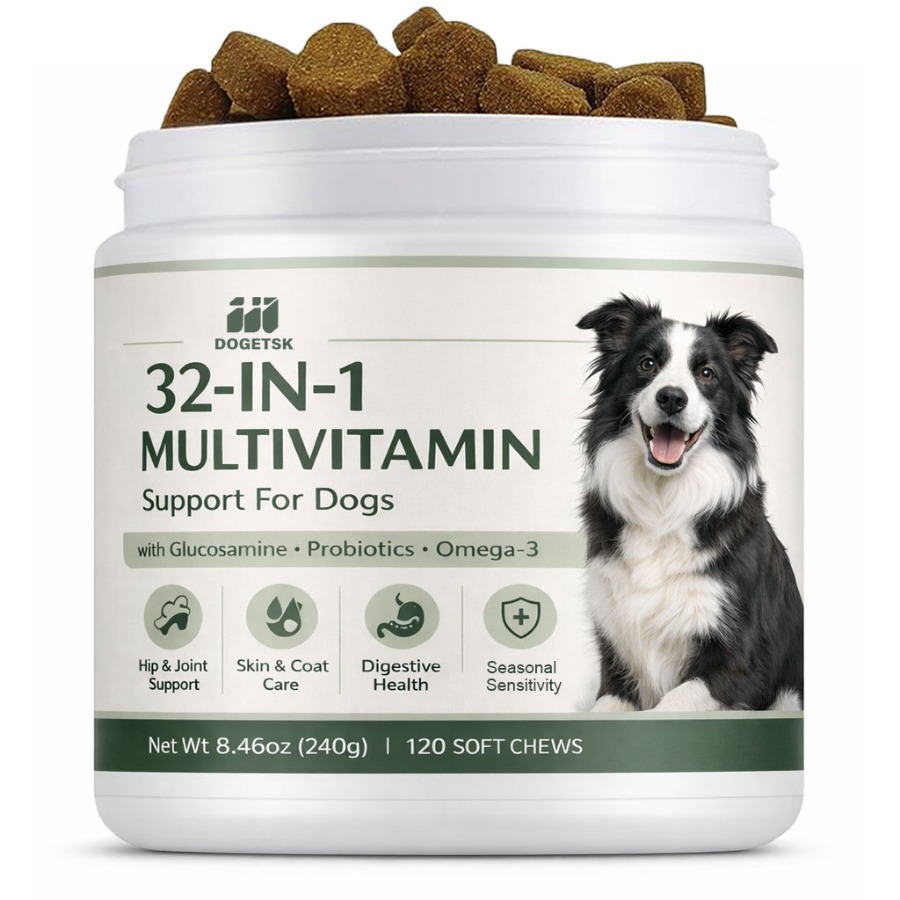 TEMU Dogetsk 32-in-1 Function 120pcs Dog Vitamin Soft Chew Tablets, Upgraded With Probiotic Formula And -3, Enhancing And Vitality, Supporting , And
