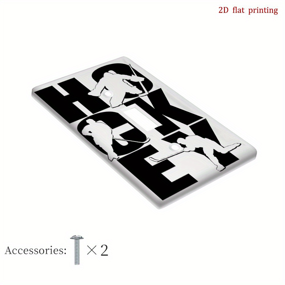 TEMU 1 pièce Plaque Murale Action de Hockey Compatible pour Fans - Couverture d'Interrupteur à Thème Hockey, Installation Facile, Fonctionnement
