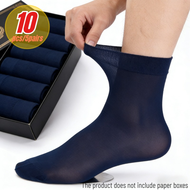 TEMU 10 stuks/5 stuks ademende en comfortabele heren sokken voor de zomer, zakelijke enkel sokken in grote maten, elastische boorden, niet-beperkende