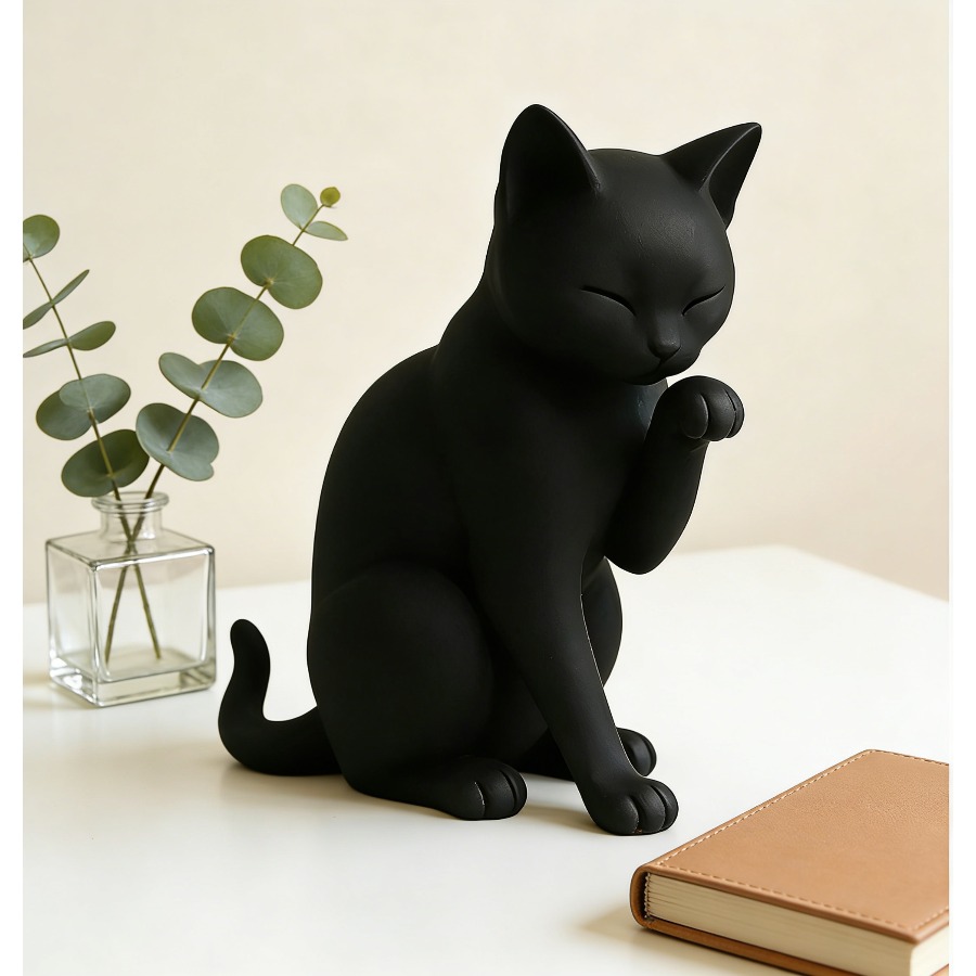 TEMU Modern Black Cat Statue, 3d Printed Cat Figurine, Scene Decoration, Room Decor, Tabletop Ornament, Window Display, Collectible Architectural