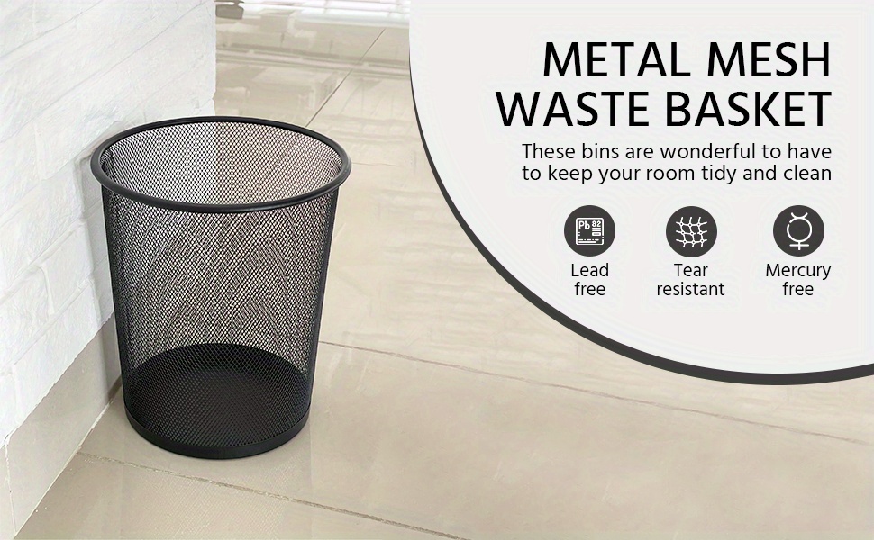 pack of 2 reinford   4 gallon metal wire mesh trash bins open top breathable design lightweight   waste baskets for home office kitchen dorm Product details 0