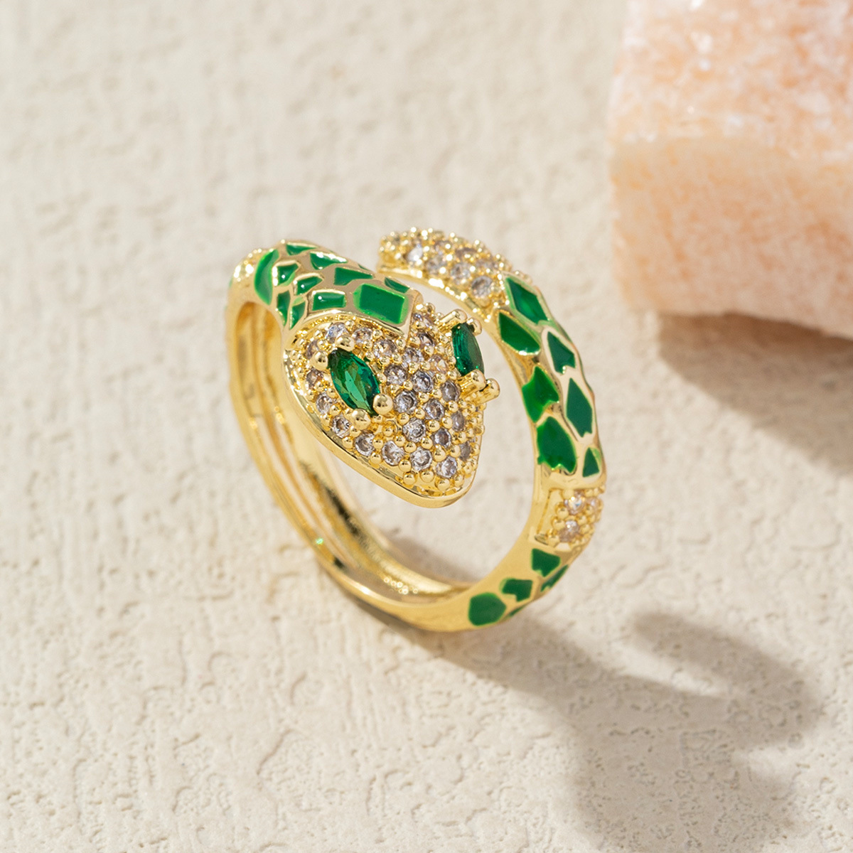 TEMU Stylish Snake Ring: Exquisite, Adjustable Open-design Finger Jewelry