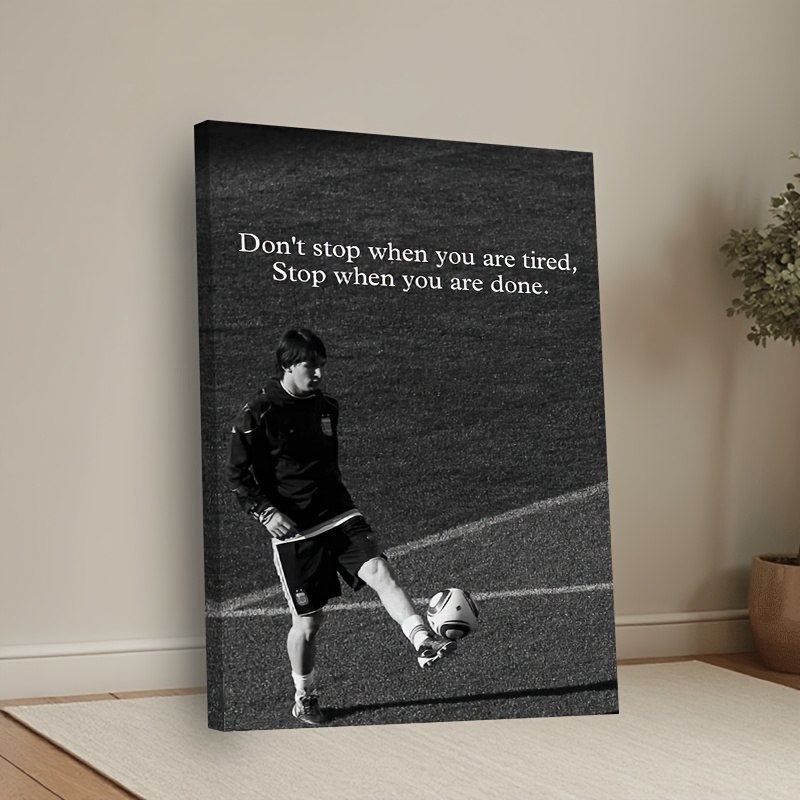 TEMU Soccer Event 2026 - 2d Flat, 2d Flat, 2d Flat Painting, A 2d Printed Canvas Artwork, Featuring An Football-related Quote, Is Suitable For