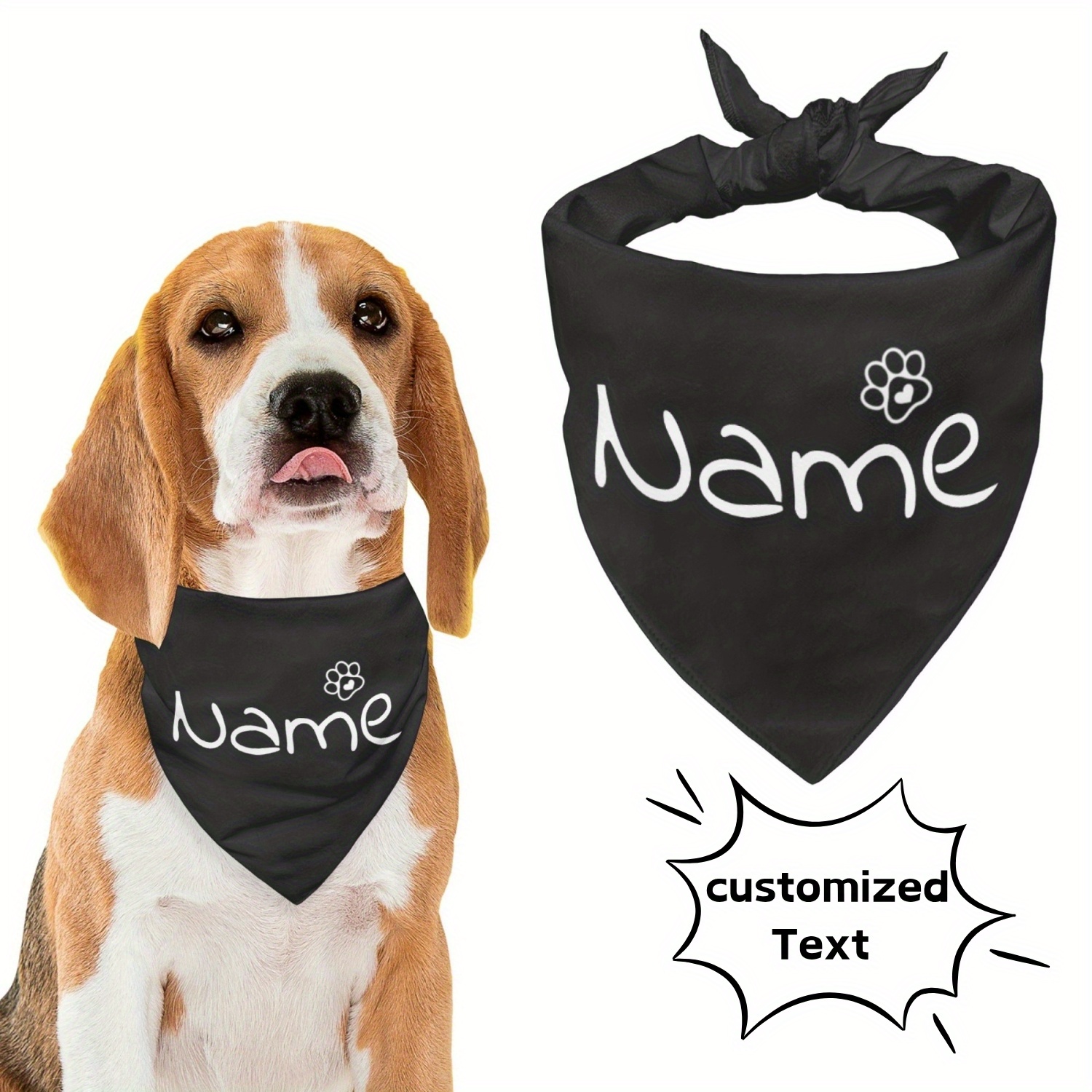 TEMU Stylish Dog Scarf, Custom Text, Adjustable Triangle Headscarf Shawl For Daily Wear Of Cats And Dogs, Suitable For Large Dogs, Small Dogs, Pet