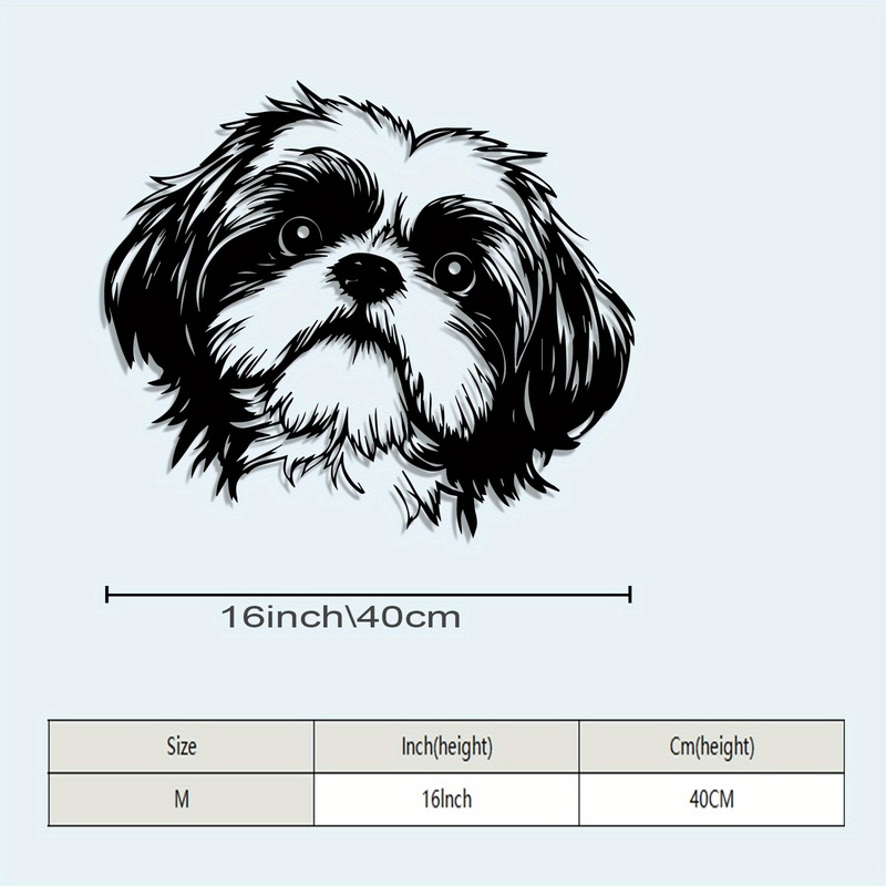 TEMU 1 Décoration Murale Métallique Tête de Shih Tzu Rétro - Sculpture pour Maisons d' avec Coquillages Échangeables et Accessoires Guirlande Noël,