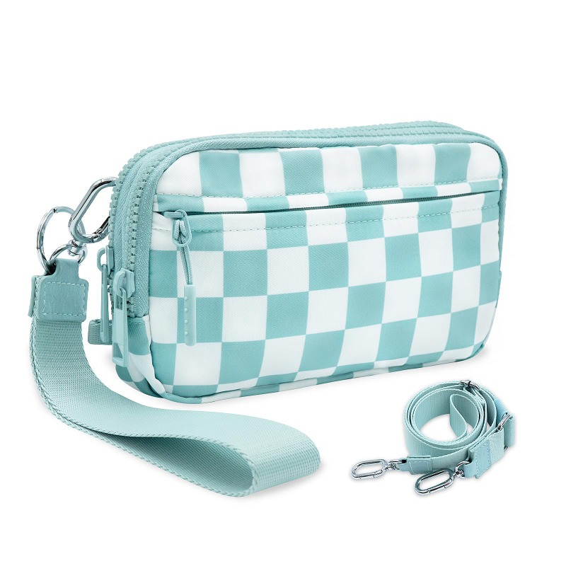 Temu – TEMU Wristlet Wallets For Women Checkered Wallet Small Crossbody Nylon Quilted Purse Credit Card Holder With 4 Zipper